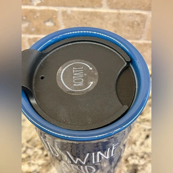New Rae Dunn RED WINE AND BLUE Travel Mug - Picture 2 of 6